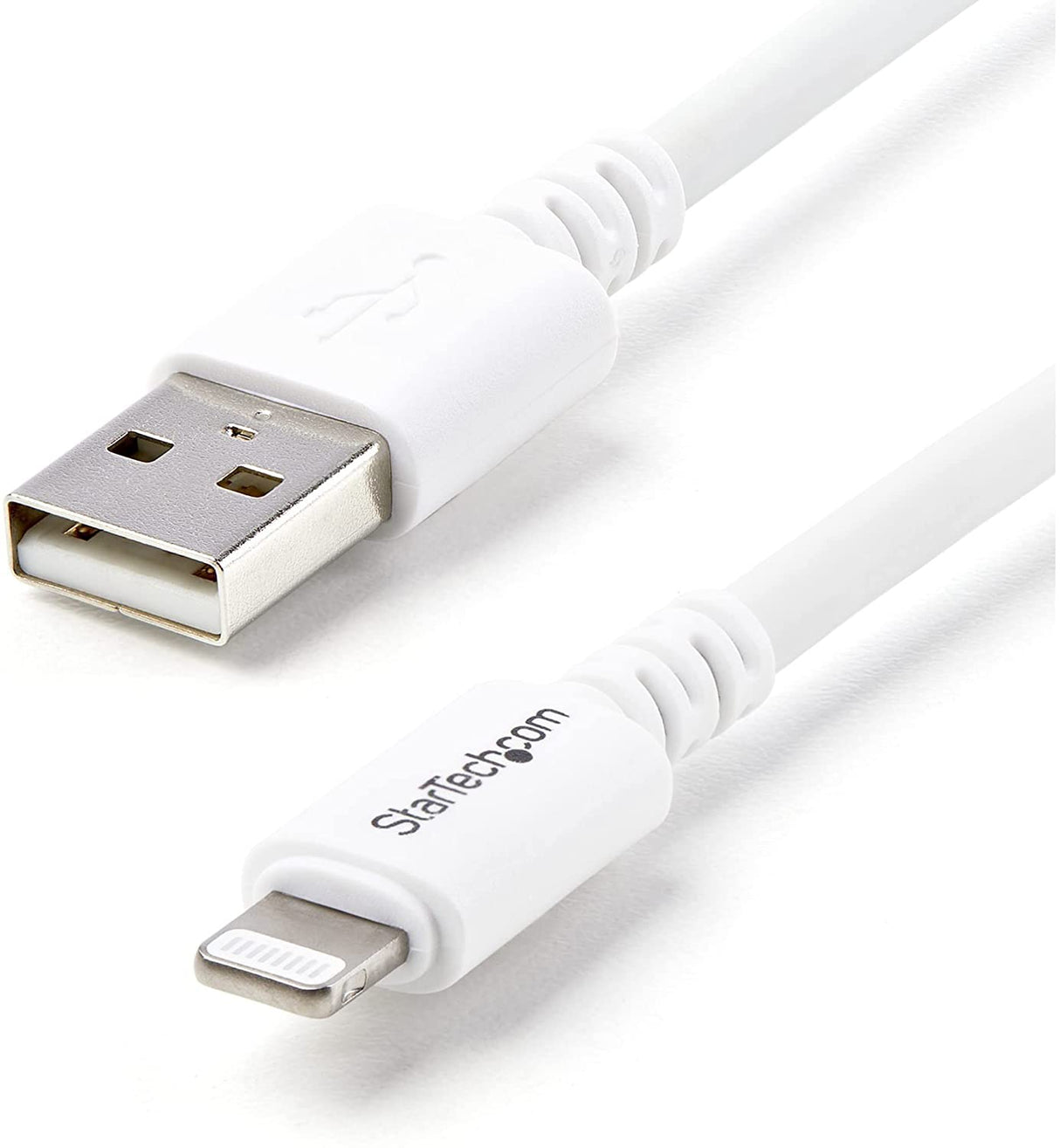 StarTech.com 3m (10ft) Long White Apple 8-pin Lightning Connector to USB Cable for iPhone / iPod / iPad - Charge and Sync Cable (USBLT3MW) 10ft White