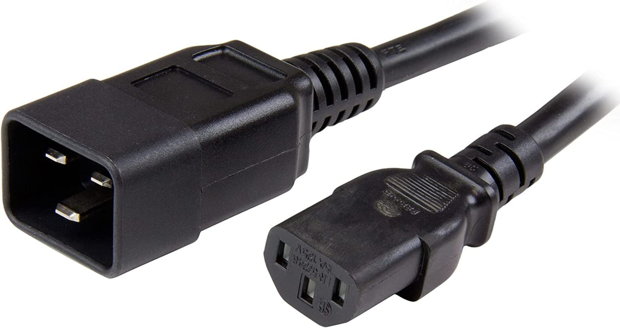 StarTech.com 6ft (1.8m) Heavy Duty Extension Cord, IEC 320 C13 to IEC 320 C20 Black Extension Cord, 15A 125V, 14AWG, Heavy Gauge Extension Cable, Heavy Duty AC Power Cord, UL Listed (PXTC13C20146) 6 ft / 2m 14 AWG