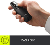 Logitech Wireless Presenter R400, Wireless Presentation Remote Clicker with Laser Pointer Red Laser 5 buttons Clicker