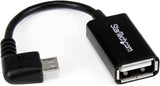 StarTech.com 5in Right Angle Micro USB to USB OTG Host Adapter M/F - Angled Micro USB Male to USB A Female On-The-Go Host Cable Adapter (UUSBOTGRA) , Black 5in / 13cm - Right Angle Black