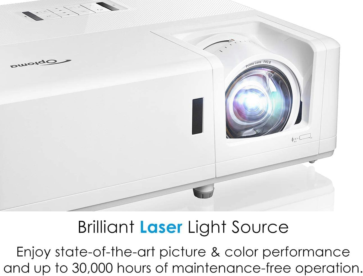 Optoma GT1090HDRx Short Throw Laser Home Theater Projector | 4K HDR Input | Reliable Lamp-Free Operation 30,000 Hours | Bright 4,200 Lumens for Day and Night Viewing