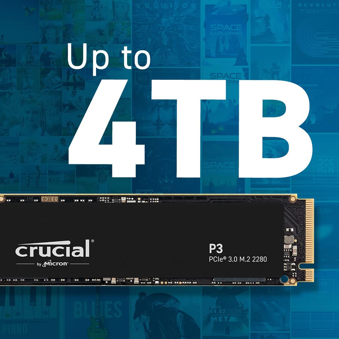 Crucial P3 2TB PCIe 3.0 3D NAND NVMe M.2 SSD, up to 3500MB/s - CT2000P3SSD8 2TB P3