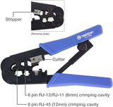 TRENDnet Crimping Tool, Crimp, Cut, And Strip Tool, For Any Ethernet or Telephone Cable, Built-In Cutter And Stripper, 8P-RJ-45 And 6P-RJ-12, RJ-11, All Steel Construction, Black, TC-CT68