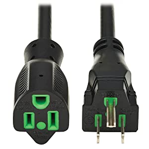 Tripp Lite Safe-IT Medical Hospital-Grade 5-15P-HG to 5-15R-HG Power Cord, Green Dot, 13 Amps 125 Volts, 16 AWG, 6 Feet / 1.8 Meters, Lifetime Limited Manufacturer's Warranty (P022AB-006-HG) 6 ft / 1.8M