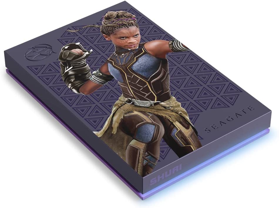 Seagate Shuri SE FireCuda External HDD - USB 3.2, Customizable RGB LED Cyan, Works with PC, Mac, Playstation, and Xbox, 1-yr Rescue Services (STLX2000402) 2TB Black Panther - Shuri