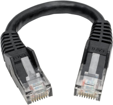 Tripp Lite Cat6 Gigabit Ethernet Snagless Molded Patch Cable, 24 AWG 550Mhz Premium UTP, Black GbE RJ45 M/M 6in 6" (N201-06N-BK)