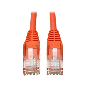 Tripp Lite Cat5e 350MHz Snagless Molded Patch Cable (RJ45 M/M) - Orange, 7-ft.(N001-007-OR) Standard 7 Feet / 2.1 Meters Orange