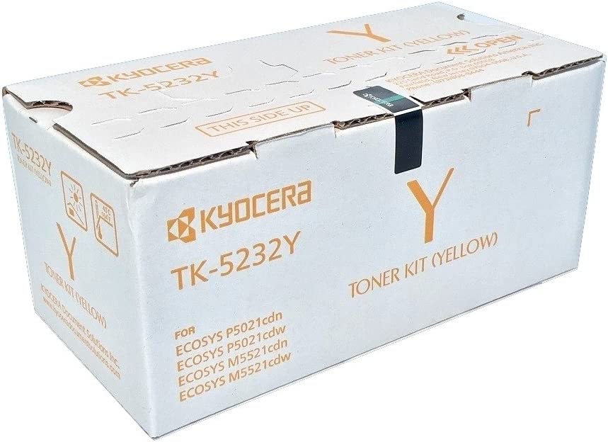 Kyocera TK-5232Y Yellow Toner Cartridge for M5521cdw, P5021cdw, Up To 2200 Pages, Genuine Kyocera (1T02R9AUSV)