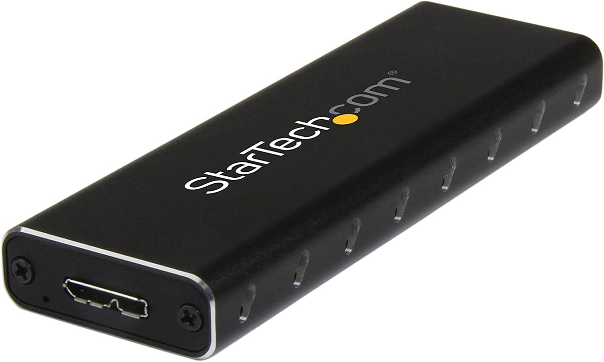 StarTech.com M.2 SSD Aluminum Enclosure to USB 3.0 (5Gbps) with UASP - M.2 NGFF SATA with B Key &amp; B+M Key - External M.2 Portable Enclosure (SM2NGFFMBU33), Black USB-A M.2 SATA