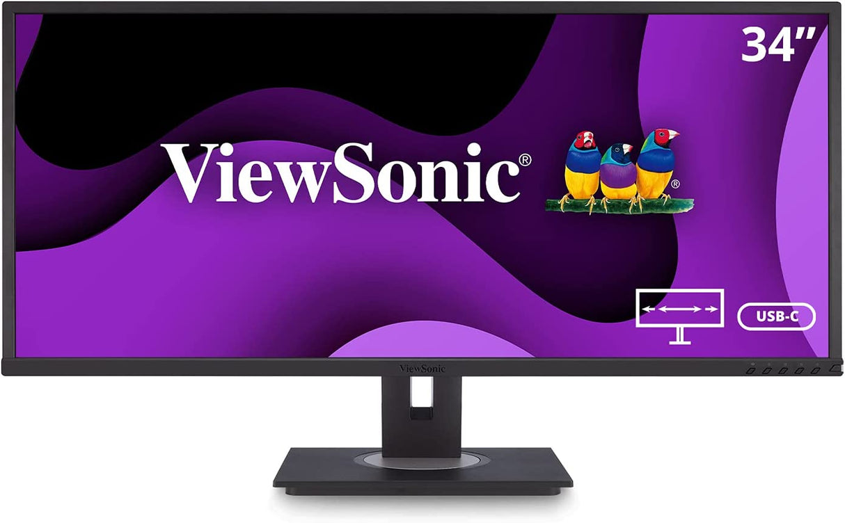 ViewSonic VG3456 34 Inch 21:9 UltraWide WQHD 1440p Monitor with Ergonomics Design USB Type C Docking Built-In Gigabit Ethernet for Home and Office 34-Inch 1440p