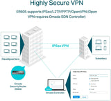 TP-Link ER605 V2 Wired Gigabit VPN Router | Up to 3 WAN Ethernet Ports + 1 USB WAN | SPI Firewall SMB Router | Omada SDN Integrated | Load Balance | Lightning Protection | Limited Lifetime Protection