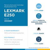 Clover imaging group Clover Remanufactured Toner Cartridge Replacement for Lexmark E250/E252/E350/E352 | Black Black 3,500