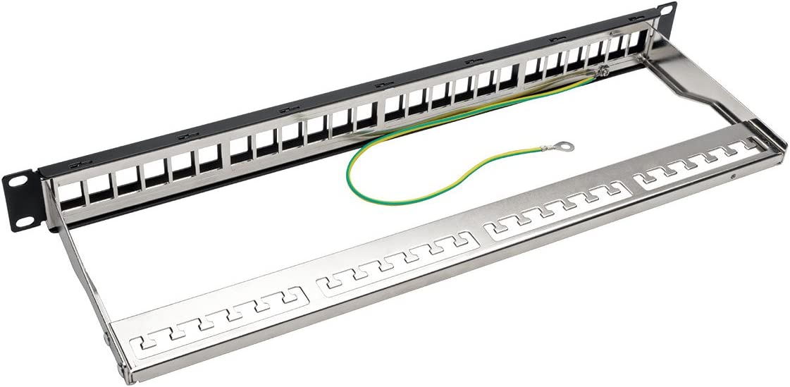 Tripp Lite 24Port Shielded Blank Patch Panel RJ45 USB HDMI Cat5/6 1URM TAA (N062-024-KJ-SH) , Black 24-Port/Shielded