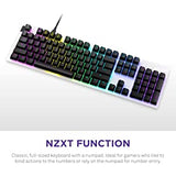 NZXT Function Full-Size Gaming Keyboard – Gateron Red Mechanical Switches: Linear, Fast, and Quiet – Hot-Swappable – RGB Backlit – Aluminum Top Plate – Sound Dampening Foam – Wrist Rest – White White Function