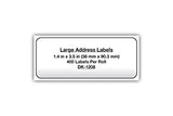 Brother, Die-Cut Large Address Labels, DK-1208, Brother Genuine Labels, Long Lasting Reliability, Die-Cut Large Address Paper Labels, 400 Labels per Roll, (1) Roll per Box 1 Roll