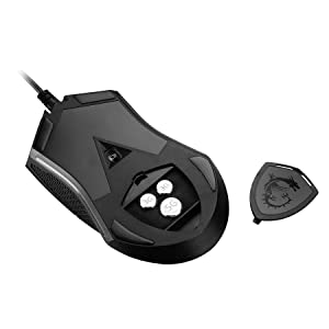 MSI Clutch GM08 Gaming Mouse, 4200 DPI, Optical Sensor, 3 Adjustable Weights, Red LED Lighting, Symmetrical Design