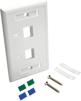 Tripp Lite Dual Outlet RJ45 Universal Keystone Face Plate / Wall Plate White, 2-Port(N042-001-WH)