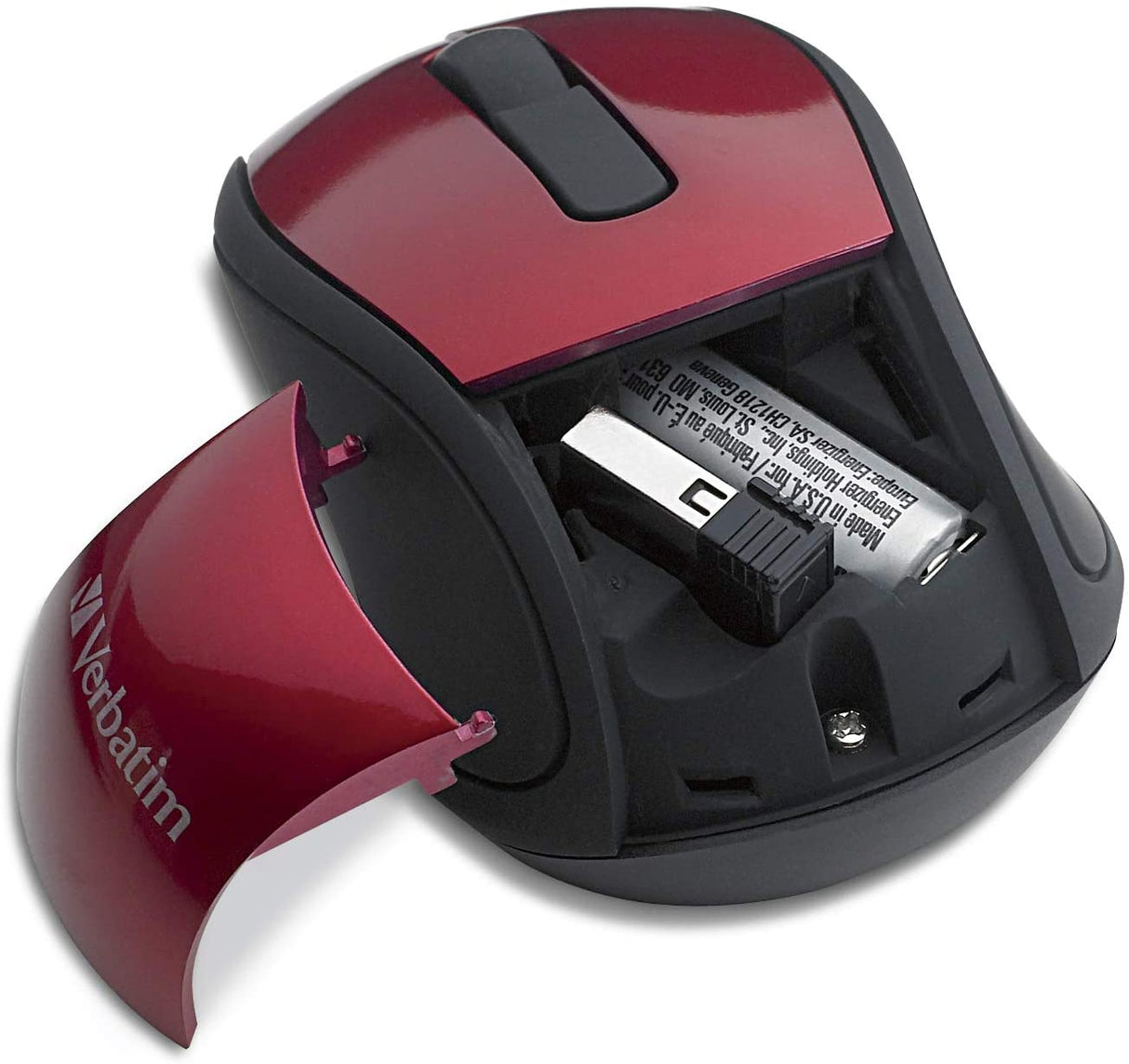 Verbatim 2.4G Wireless Mini Travel Optical Mouse with Nano Receiver for Mac and PC - Red