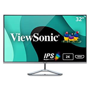ViewSonic VX3276-2K-MHD 32 Inch Widescreen IPS 1440p Monitor with Ultra-Thin Bezels, HDMI DisplayPort and Mini DisplayPort 32-Inch 1440p