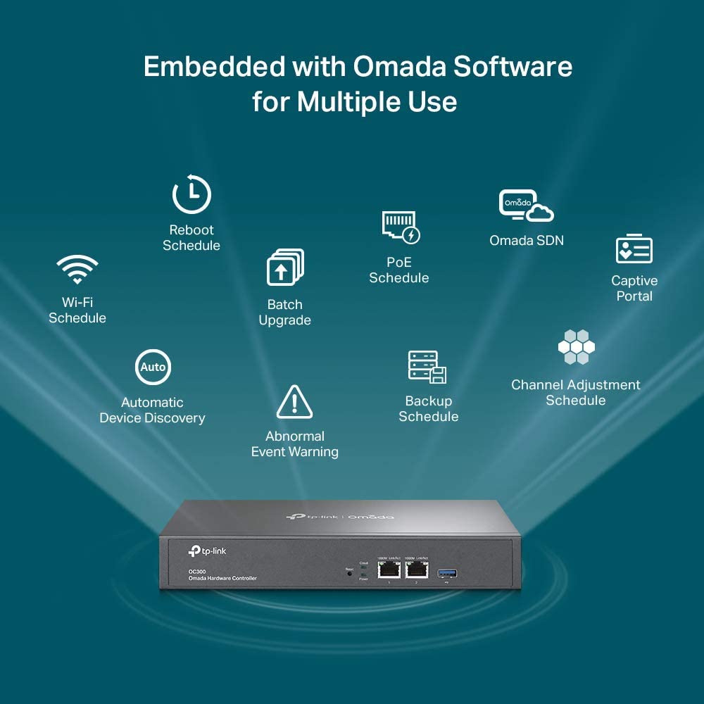 TP-Link Omada Hardware Controller | SDN Integrated | 2 Gigabit Port + 1 USB 3.0 Port | Manage Up to 500 Devices | Easy &amp; Intelligent Network Monitor &amp; Maintenance | Cloud Access &amp; Omada App (OC300)