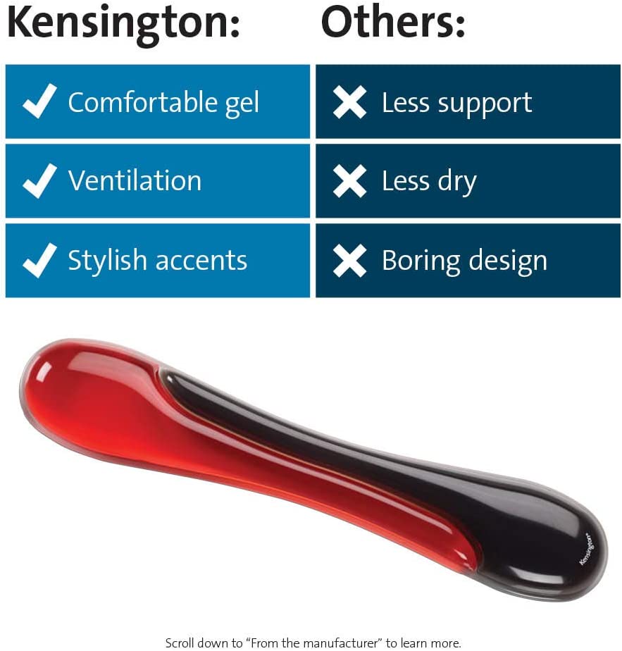 Kensington Duo Gel Keyboard Wrist Rest - Red (K62398AM) Red Red KB Wrist Rest