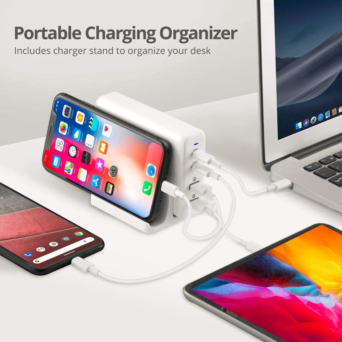 SIIG 100W Dual USB-C PD &amp; QC 3.0 Combo Power Charger -White, USB-C Charger,2X PD 3.0 USB-C + 2X QC 3.0 USB-A,for MacBook,iPad,iPhone,XPS,Pixel,and More Phone/Laptop/Tablet AC-PW1P11-S1