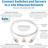 Tripp Lite, Safe-IT, Cat6a, 10G Certified, Snagless, Antibacterial, S/FTP Ethernet Cable, (RJ45 M/M), PoE, White, 5 ft. (N262AB-005-WH)