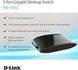 Dlink D-Link Ethernet Switch, 5-Port Gigabit Plug n Play Compact Design Fanless Desktop Switch (DGS-1005G),Black 5-Port Gigabit Ethernet Switch