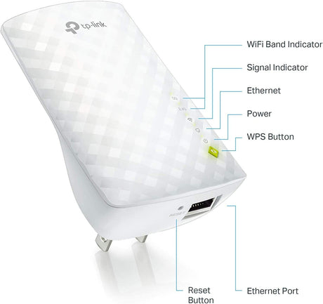 TP-Link AC750 WiFi Extender (RE220), Covers Up to 1200 Sq.ft and 20 Devices, Up to 750Mbps Dual Band WiFi Range Extender, WiFi Booster to Extend Range of WiFi Internet Connection