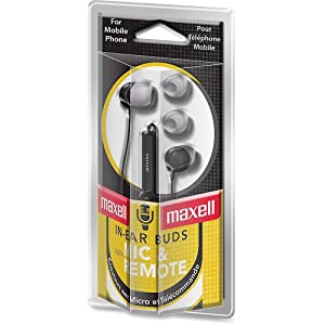 Maxell 190300 In Ear Bud With Mic Black