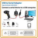 Tripp Lite 5ft USB to Serial Adapter Cable (USB-A to DB9 M/M)(U209-000-R)
