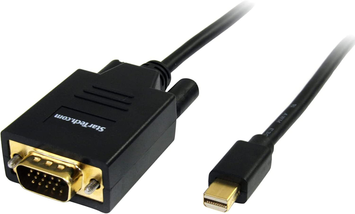 StarTech.com 6ft (2m) Mini DisplayPort to VGA Cable - Active Mini DP to VGA Adapter Cable - 1080p Video - mDP 1.2 or Thunderbolt 1/2 Mac/PC to VGA Monitor/Display - Converter Cord (MDP2VGAMM6) Black VGA (M/M) Single