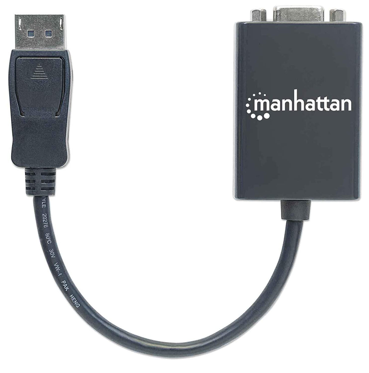 Manhattan DisplayPort to VGA converter cable, DisplayPort male to VGA HD15 female adapter, 6 inch, active, black ICI151962 - MANHATTAN 151962 DisplayPort to VGA Converter Cable