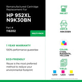 Clover imaging group Clover Remanufactured High Yield Ink Cartridges Replacement for HP N9K27ANXL3PK (HP 952XL) | Cyan, Magenta, Yellow 3 PK XL