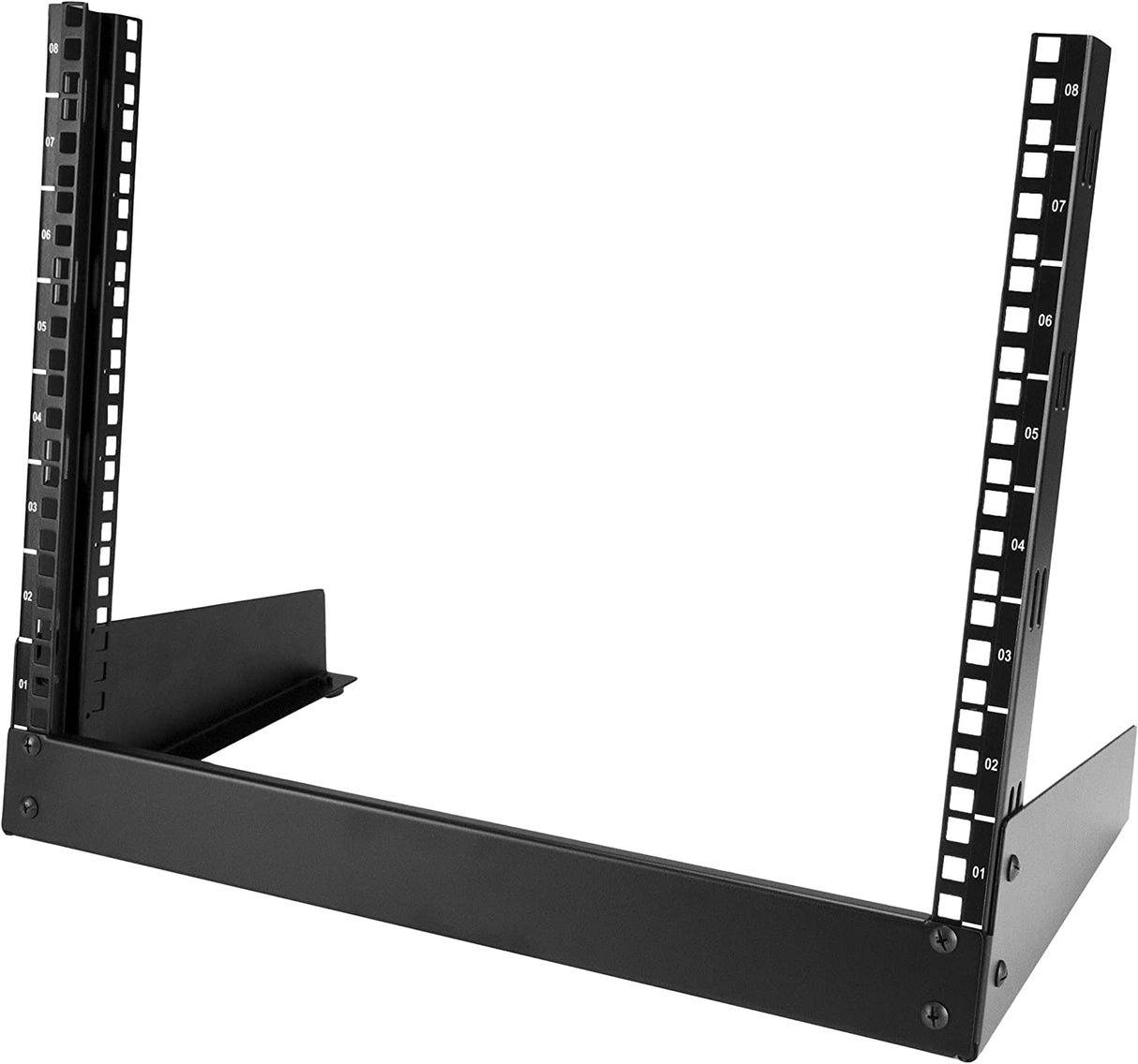 StarTech.com 8U Open Frame Network Rack - 19" 2 Post Free Standing Desktop Rack for Computer, AV, Media, IT, Data &amp; Server Room Equipment (RK8OD) 16.10"/408.94mmx19.80"/502.92mmx11.50"/292.10mm