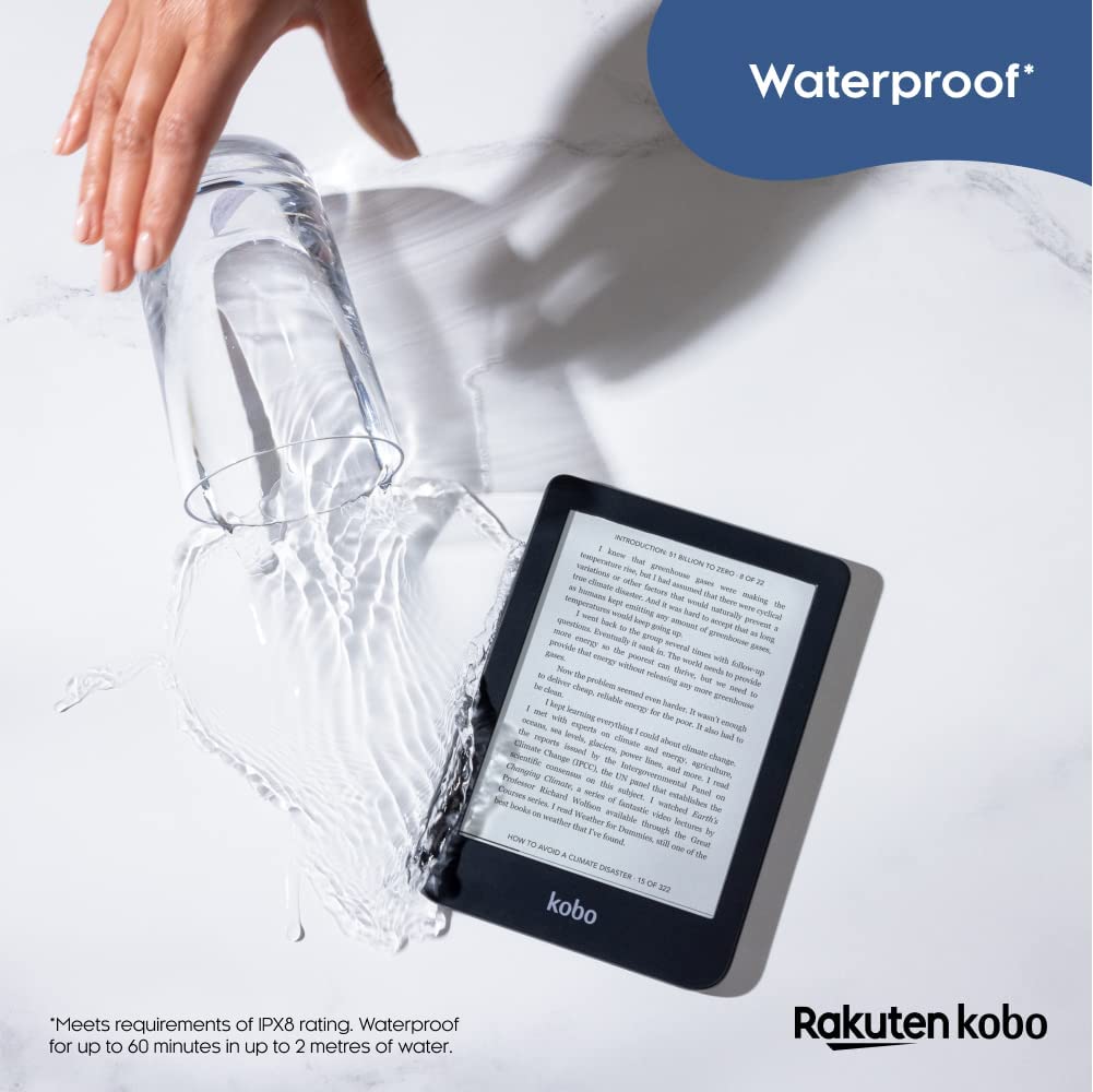 Kobo Clara 2E | eReader | Glare-Free 6” HD Touchscreen | ComfortLight PRO Blue Light Reduction | Adjustable Brightness | WiFi | 16GB of Storage | Carta E Ink Technology | Waterproof