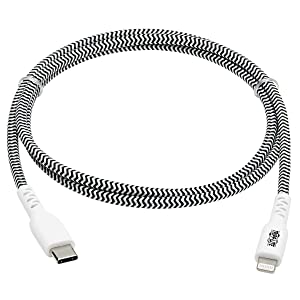Tripp Lite Apple MFI Certified Cable, Lightning to USB-C Sync Charge Cord, Heavy-Duty Aramid Fiber, 3 ft. (M102-003-HD)