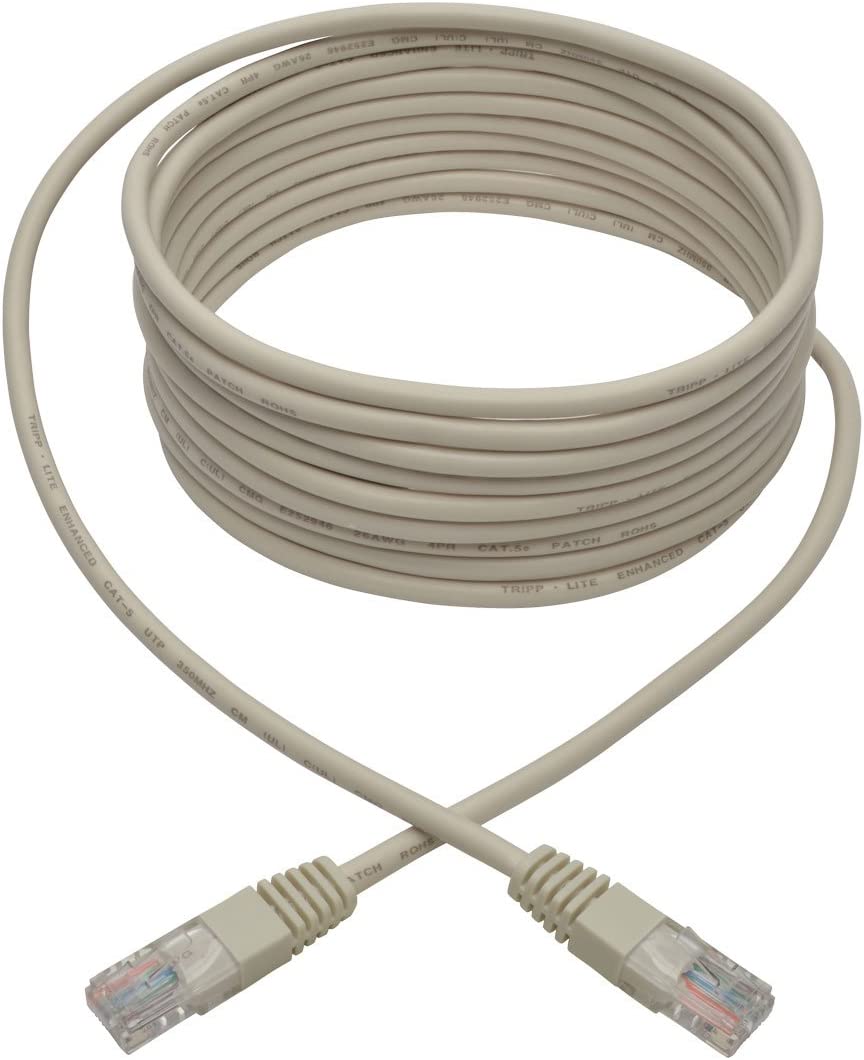Tripp Lite Cat5 Cat5e Molded Patch Cable 350Mhz UTP White RJ45 M/M 15ft 15' (N002-015-WH)