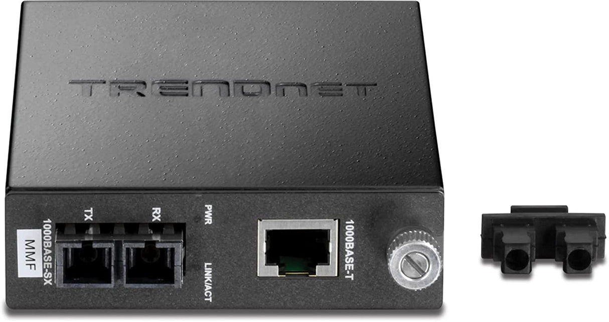 TRENDnet Intelligent 1000Base-T to 1000Base-SX Multi-Mode SC Fiber Media Converter, Up to 550M (1800 ft), Fiber to Ethernet Converter, 2Gbps Switching Capacity, Lifetime Protection, Black, TFC-1000MSC 550 Meters