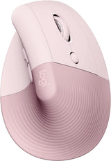 Logitech Lift Vertical Ergonomic Mouse, Wireless, Bluetooth or Logi Bolt USB Receiver, Quiet clicks, 4 Buttons, Compatible with Windows/macOS/iPadOS, Laptop, PC - Rose Right-Handed Mouse ROSE