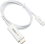 StarTech.com USB C to HDMI Cable - 4K 60Hz USB Type C to HDMI 2.0 Video Adapter Cable - Thunderbolt 3 Compatible - Laptop to HDMI Monitor/Display - DP 1.2 Alt Mode HBR2 - White (CDP2HD1MWNL),3.3 feet 3 ft / 1 m White