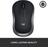 Logitech M185 Wireless Mouse, 2.4GHz with USB Mini Receiver, 12-Month Battery Life, 1000 DPI Optical Tracking, Ambidextrous, Compatible with PC, Mac, Laptop - Black Black Mouse