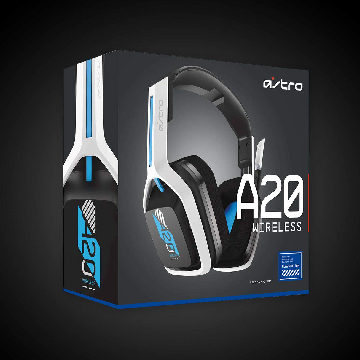 ASTRO Gaming A20 Wireless Headset Gen 2 for PlayStation 5, PlayStation 4, PC &amp; Mac - White/Blue PS5, PS4, PC/Mac Headset Only