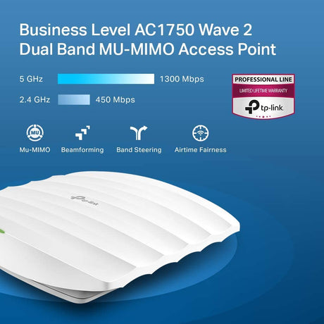 TP-Link EAP245 V3 | Omada AC1750 Gigabit Wireless Access Point | Business WiFi Solution w/ Mesh Support, Seamless Roaming &amp; MU-MIMO | PoE Powered | SDN Integrated | Cloud Access &amp; Omada App | White