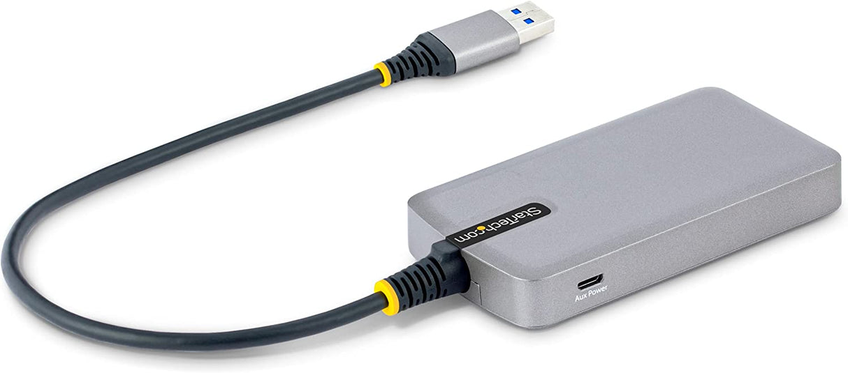 StarTech.com 3-Port USB Hub with Ethernet - 3X USB-A Ports - Gigabit Ethernet (RJ-45) - USB 3.0 5Gbps - Bus-Powered - 1ft/30cm Long Cable - Portable Laptop USB Hub Adapter w/GbE (5G3AGBB-USB-A-HUB)