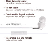 Panasonic ErgoFit Wired Earbuds, In-Ear Headphones with Microphone and Call Controller, Ergonomic Custom-Fit Earpieces (S/M/L), 3.5mm Jack for Phones and Laptops - RP-TCM125-W (White) White With Mic
