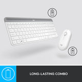 Logitech MK470 Slim Wireless Keyboard and Mouse Combo - Modern Compact Layout, Ultra Quiet, 2.4 GHz USB Receiver, Plug n' Play Connectivity, Compatible with Windows - Off White Off White Combo