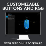 Logitech G203 Wired Gaming Mouse, 8,000 DPI, Rainbow Optical Effect LIGHTSYNC RGB, 6 Programmable Buttons, On-Board Memory, Screen Mapping, PC/Mac Computer and Laptop Compatible - Blue Mouse Only Blue