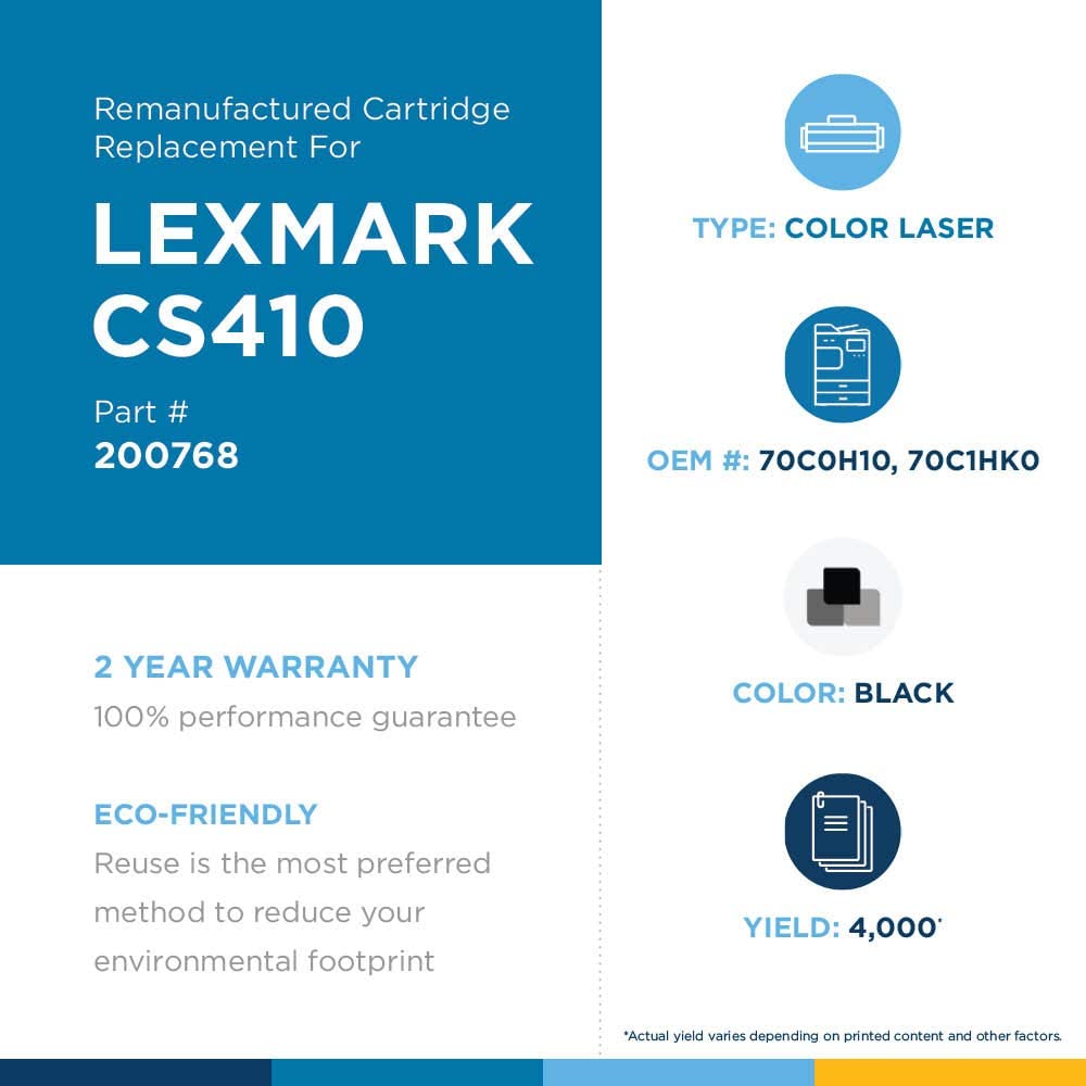 Clover imaging group Clover Remanufactured Toner Cartridge Replacement for Lexmark CS310/CS410/CS510 | Black | High Yield