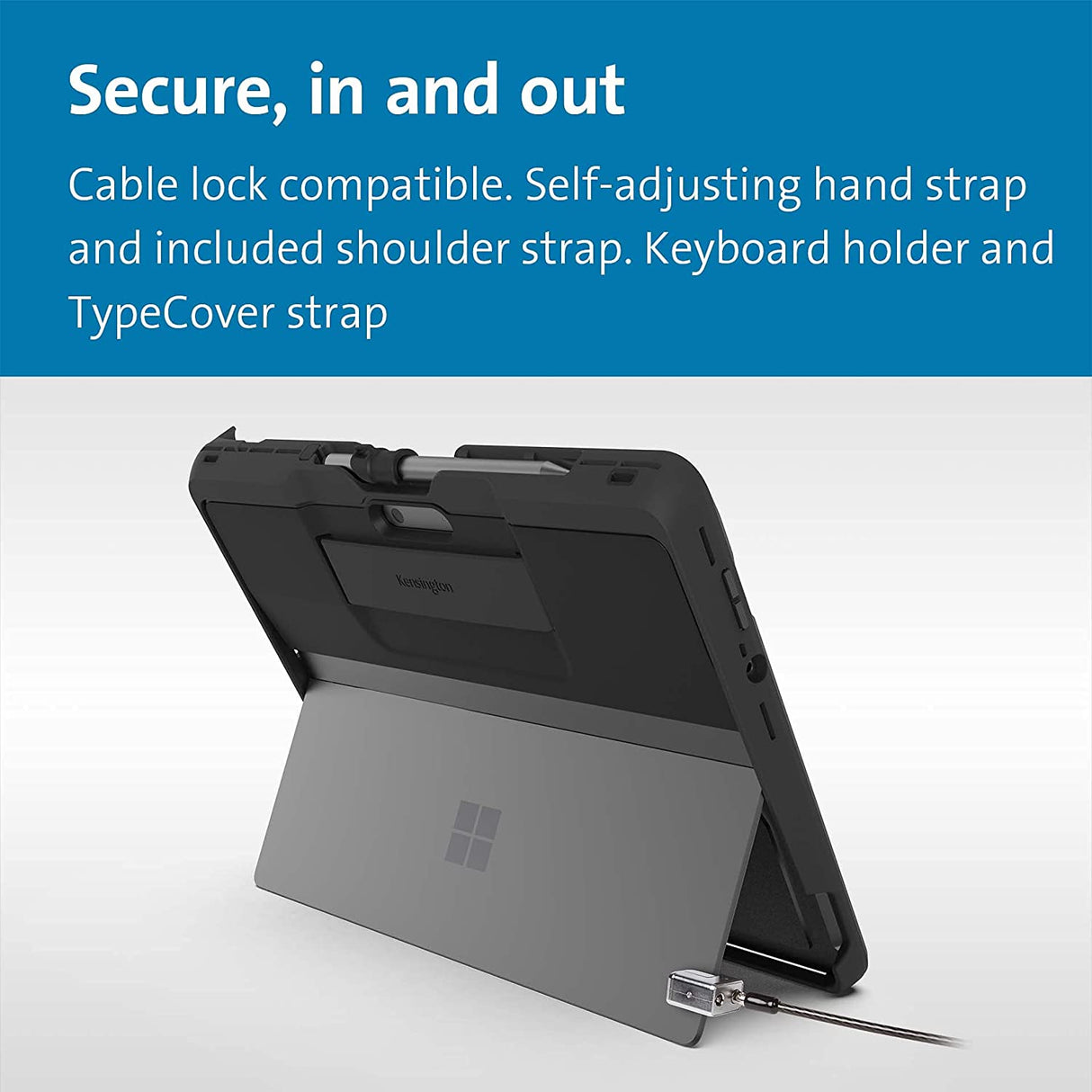 Kensington Surface Pro 8 Rugged Case - Blackbelt Rugged Case with Shoulder Strap - Black (K97580WW) Surface Pro 8 Black